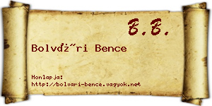 Bolvári Bence névjegykártya