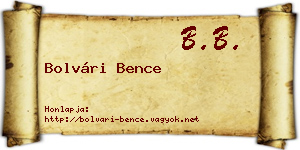 Bolvári Bence névjegykártya